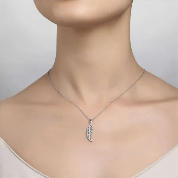 Lafonn Sterling Silver Angel Wing Pendant Image 2 Stambaugh Jewelers Defiance, OH