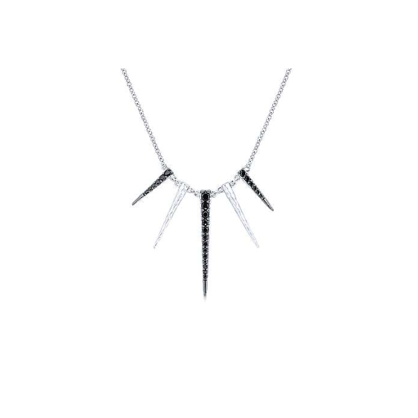 Sterling Silver Black Spinel Multi-spike Necklace Stambaugh Jewelers Defiance, OH