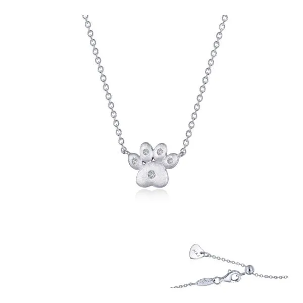 Lafonn Puffy Paw Print Necklace in Sterling Silver Stambaugh Jewelers Defiance, OH