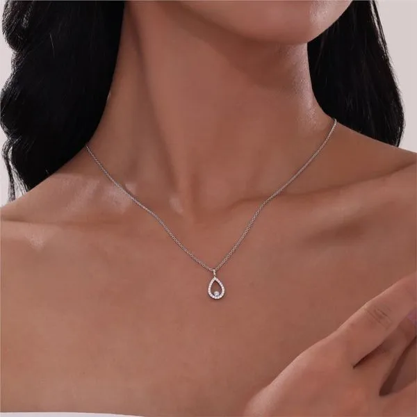 Lafonn Sterling Silver Classic Pear-Shaped Necklace Image 2 Stambaugh Jewelers Defiance, OH