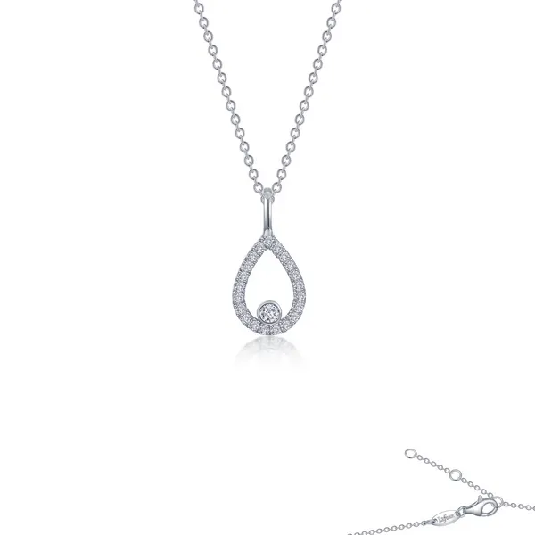 Lafonn Sterling Silver Classic Pear-Shaped Necklace Stambaugh Jewelers Defiance, OH
