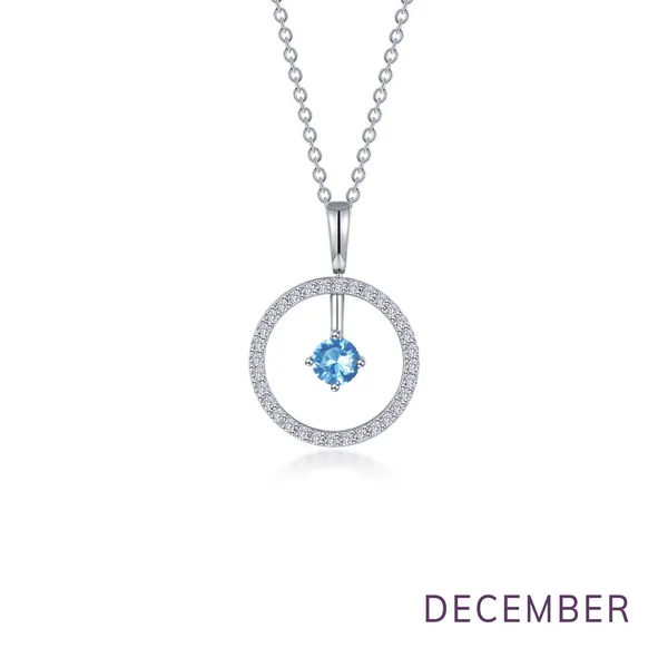 Lafonn December Birthstone Reversible Open Circle Necklace in Sterling Silver Stambaugh Jewelers Defiance, OH