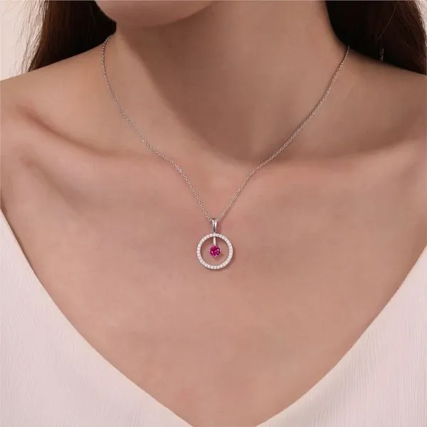 Lafonn Sterling Silver July Birthstone Reversible Open Circle Necklace Image 2 Stambaugh Jewelers Defiance, OH