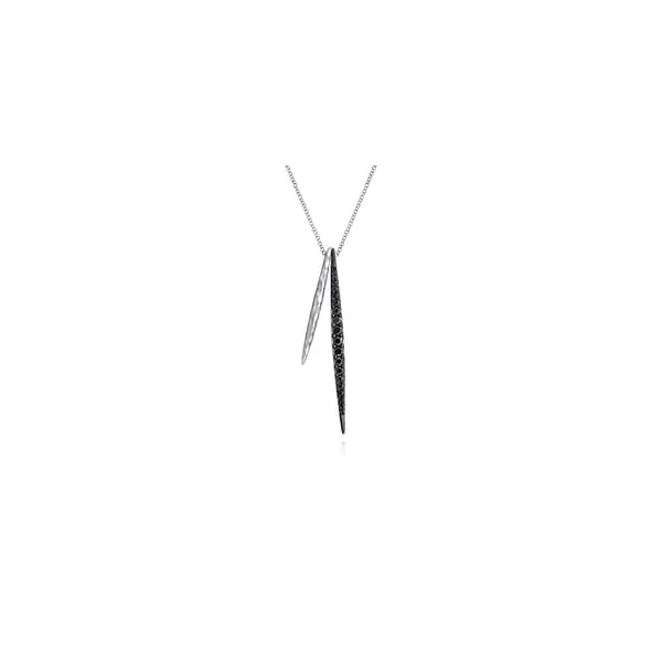 Hammered Sterling Silver and Black Spinel Double Spear Necklace Stambaugh Jewelers Defiance, OH