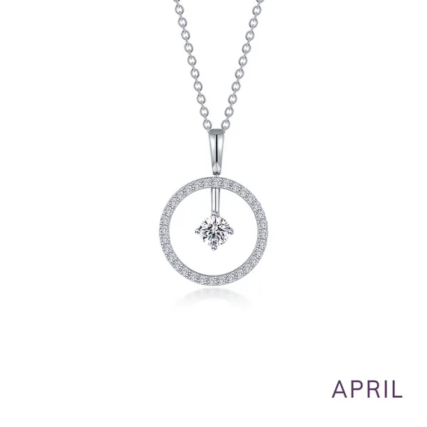 Lafonn April Birthstone Reversible Open Circle Necklace in Sterling Silver Stambaugh Jewelers Defiance, OH