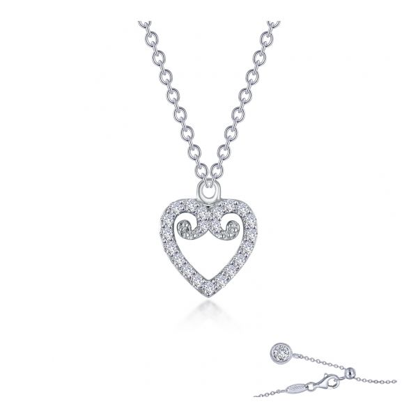 Lafonn Mini Open Heart Necklace in Sterling Silver Stambaugh Jewelers Defiance, OH