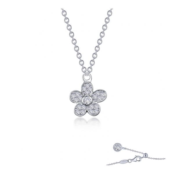 Lafonn Flower Necklace in Sterling Silver Stambaugh Jewelers Defiance, OH