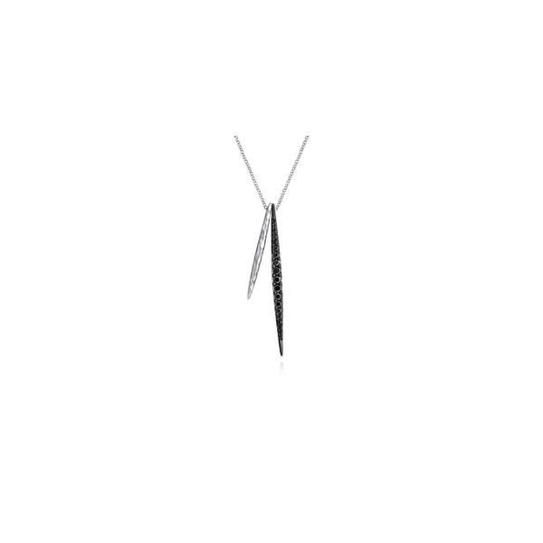 Hammered Sterling Silver and Black Spinel Double Spear Necklace Stambaugh Jewelers Defiance, OH
