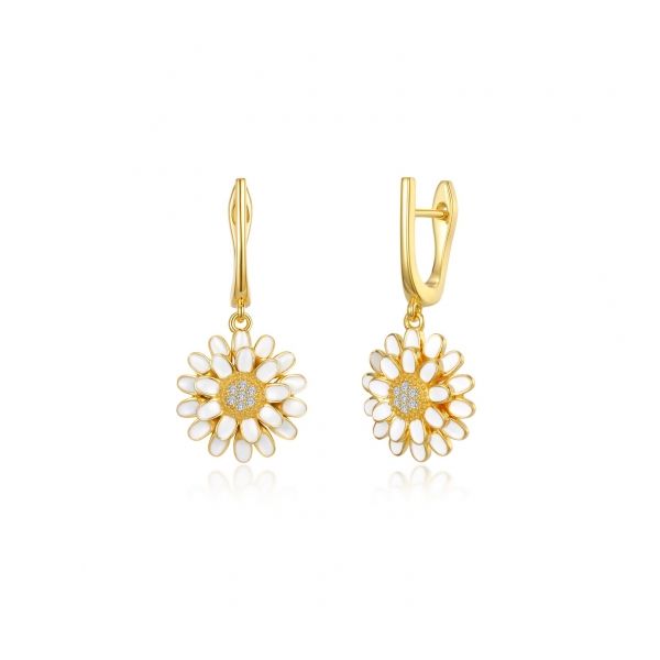 Lafonn Daisy Earrings in Yellow Gold Plated Sterling Silver Stambaugh Jewelers Defiance, OH