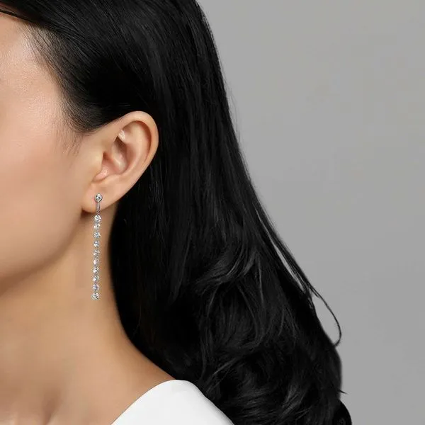 Lafonn Frameless Fancy Dangle Earrings in Sterling Silver Image 2 Stambaugh Jewelers Defiance, OH