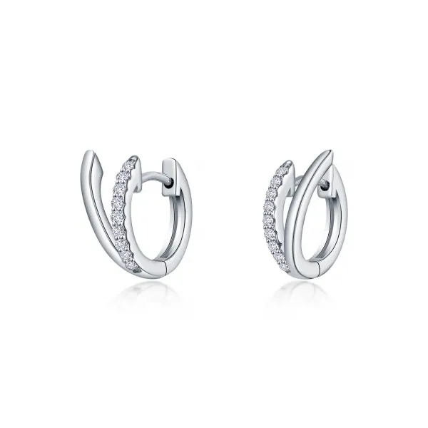 Lafonn V-Shaped Huggie Earrings in Sterling Silver Stambaugh Jewelers Defiance, OH