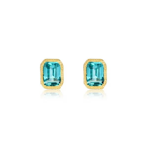 Lafonn Fancy Lab-Grown Sapphire Solitiare Stud Earrings Stambaugh Jewelers Defiance, OH