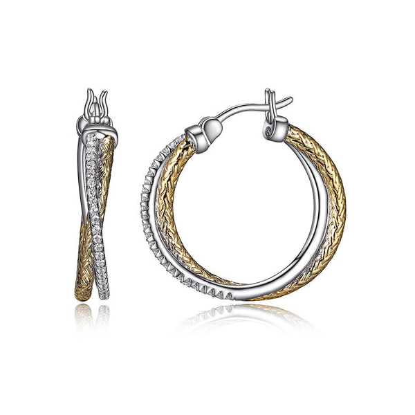 Sterling Silver and 18kt Yellow Gold Finish Hoop Earrings Stambaugh Jewelers Defiance, OH