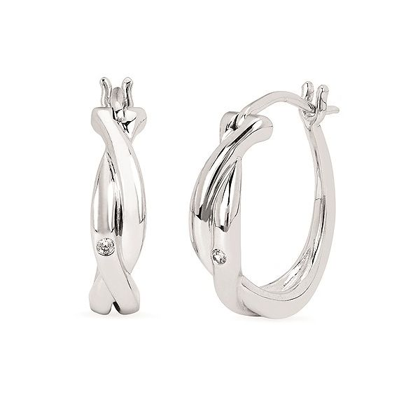 Sterling Silver Diva Diamonds® Twisted Hoop Earrings Stambaugh Jewelers Defiance, OH