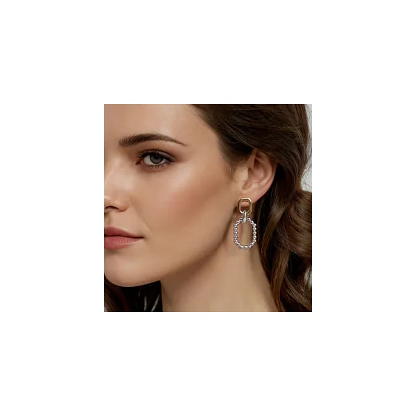 Sterling Silver and 14 Karat Yellow Gold Octagon Bujukan Stud Drop Earrings Image 2 Stambaugh Jewelers Defiance, OH