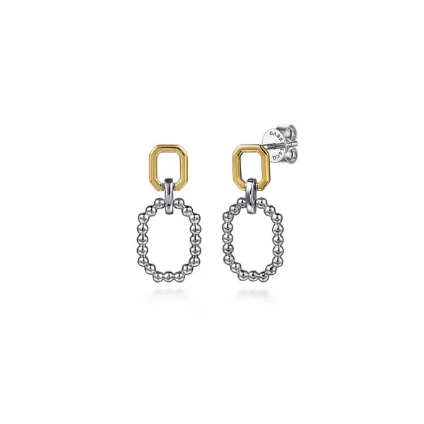 Sterling Silver and 14 Karat Yellow Gold Octagon Bujukan Stud Drop Earrings Stambaugh Jewelers Defiance, OH
