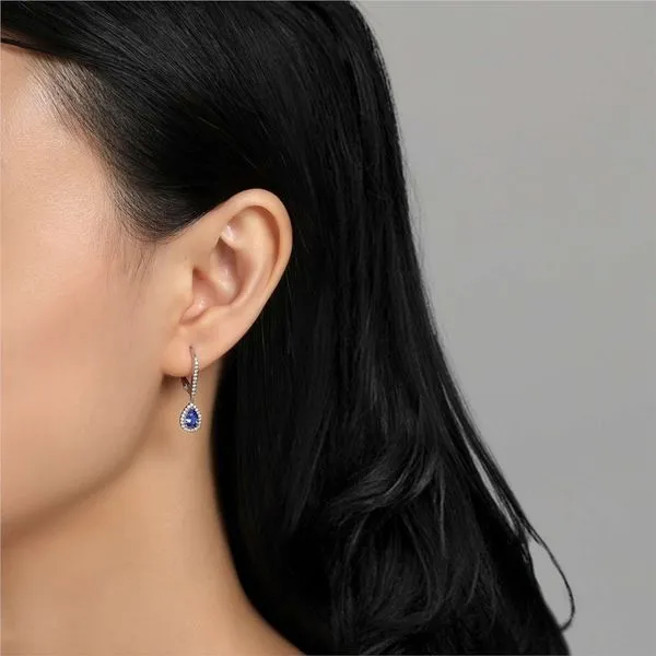 Sterling Silver Leverback Halo Drop Earrings Image 2 Stambaugh Jewelers Defiance, OH