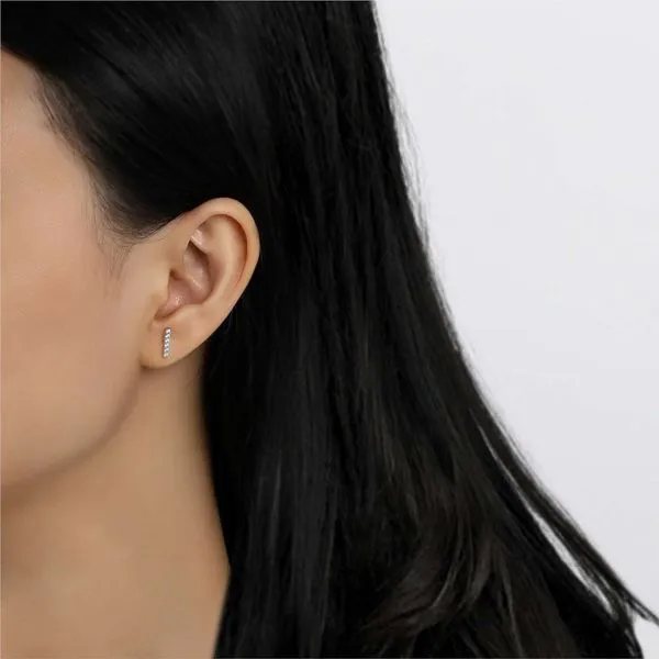 Lafonn Mini Vertical Bar Stud Earrings Image 2 Stambaugh Jewelers Defiance, OH