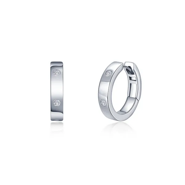 Lafonn Sterling Silver Invisible Set Huggie Hoop Earrings Stambaugh Jewelers Defiance, OH