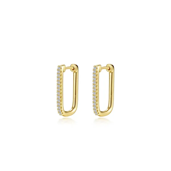 Lafonn Rectangle Hoop Earrings in TR Gold Stambaugh Jewelers Defiance, OH