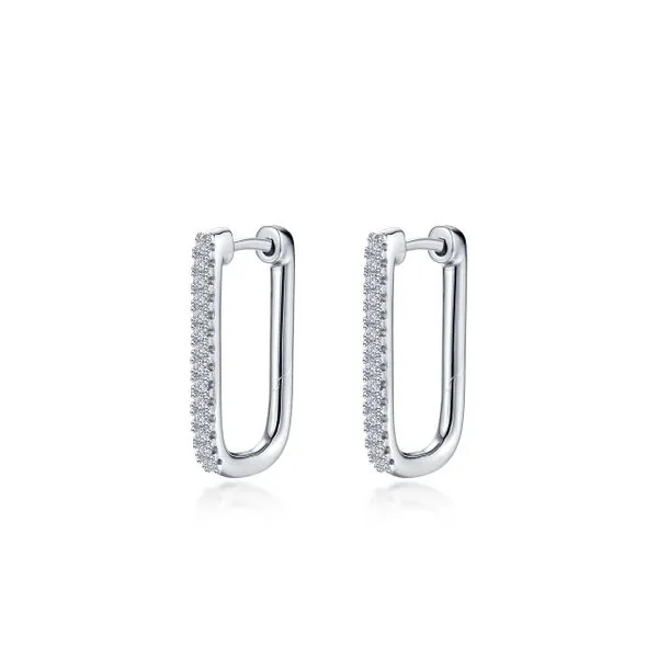 Lafonn Sterling Silver Rectangle Hoop Earrings Stambaugh Jewelers Defiance, OH