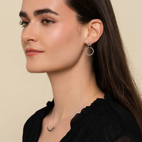 Sterling Silver Black Spinel Bujukan Link Drop Earrings Image 3 Stambaugh Jewelers Defiance, OH