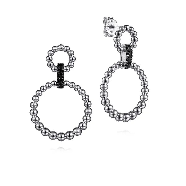 Sterling Silver Black Spinel Bujukan Link Drop Earrings Stambaugh Jewelers Defiance, OH