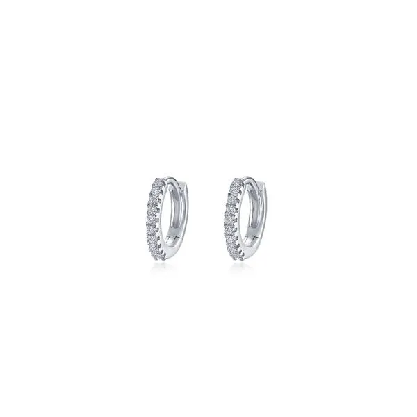 Lafonn Sterling Silver 10mm Huggie Hoop Earrings Stambaugh Jewelers Defiance, OH