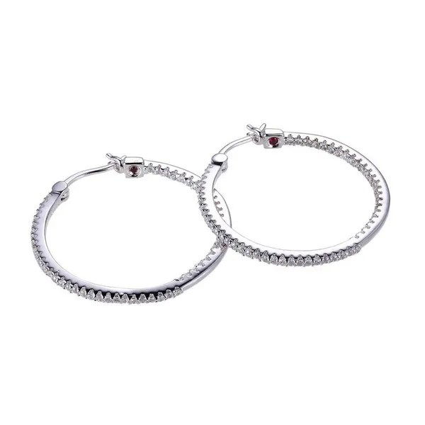 ELLE Sterling Silver Inside Out CZ Hoop Earrings Stambaugh Jewelers Defiance, OH