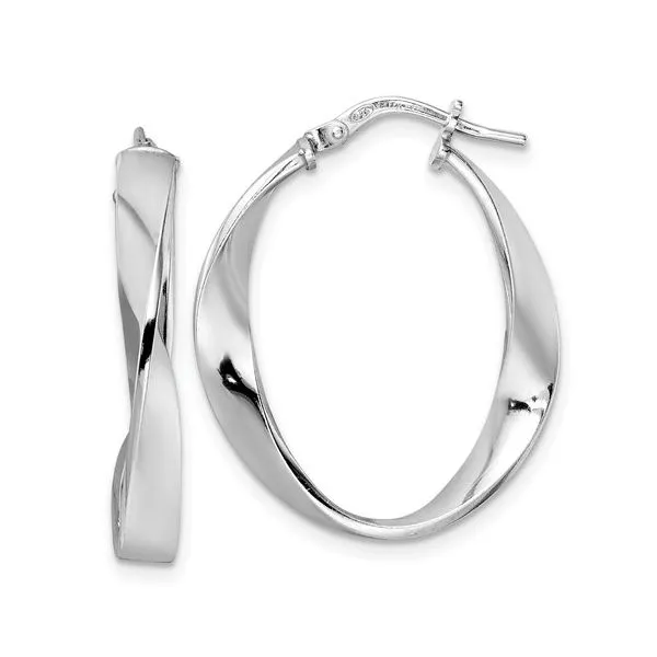 Sterling Silver And Rhodium Plated Polished Oval Twist Earrings Stambaugh Jewelers Defiance, OH