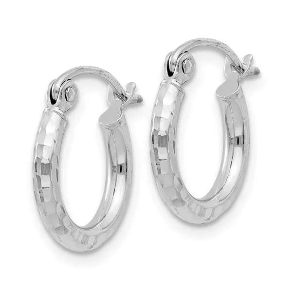 Sterling Silver Diamond Cut Hoop Earrings Image 2 Stambaugh Jewelers Defiance, OH