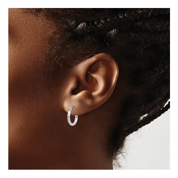 Sterling Silver Diamond Cut Hoop Earrings Image 3 Stambaugh Jewelers Defiance, OH