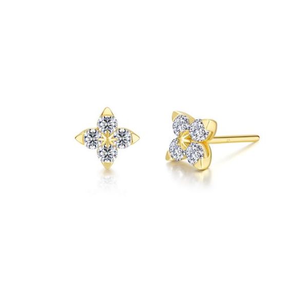 Sterling Silver Yellow Gold Plated Trillum Stud Earrings Stambaugh Jewelers Defiance, OH