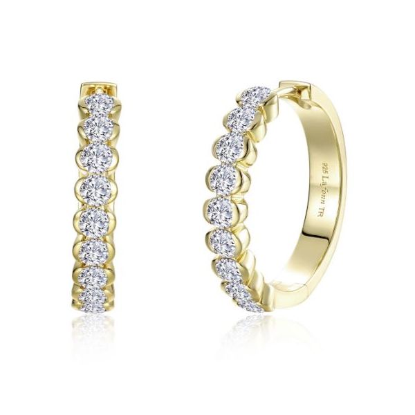 Sterling Silver Gold Plated Half Bezel Large Hoop Earrings Stambaugh Jewelers Defiance, OH