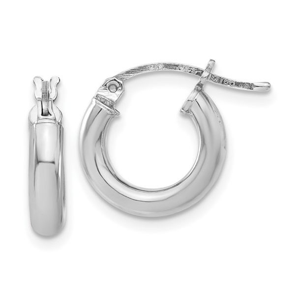 Sterling Silver Rhodium Plated 3mm Hoop Earrings Stambaugh Jewelers Defiance, OH