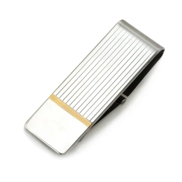 Two Tone Stripe Pattern Hinged Money Clip W/Gold Accents Stambaugh Jewelers Defiance, OH