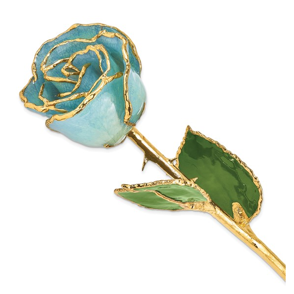 Light Blue 24kt Gold Dipped Rose Stambaugh Jewelers Defiance, OH