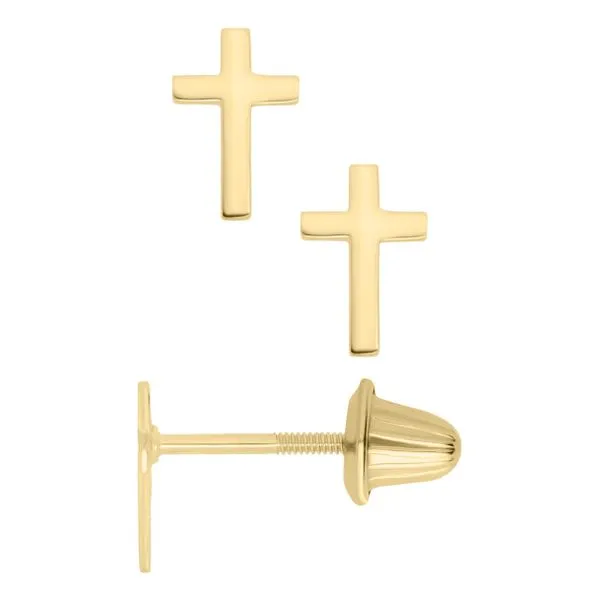 Children's 14kt Yellow Gold Cross Earrings Stambaugh Jewelers Defiance, OH