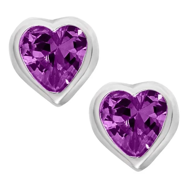 Childrens Sterling Silver February Birthstone Earrings