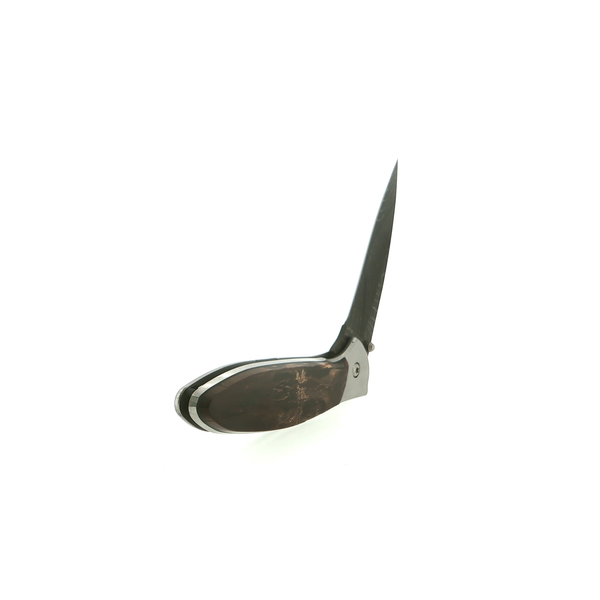 Woolly Mammoth Tooth, Mother of Pearl, and Jet Inlay Damascus Steel Knife Image 5 Stambaugh Jewelers Defiance, OH