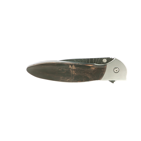Woolly Mammoth Tooth, Mother of Pearl, and Jet Inlay Damascus Steel Knife Stambaugh Jewelers Defiance, OH