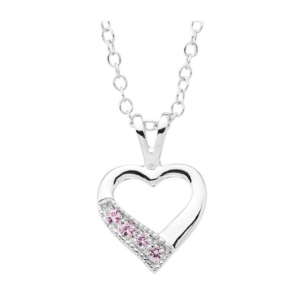Children's Sterling Silver Heart Pendant with Pink Sapphires Stambaugh Jewelers Defiance, OH