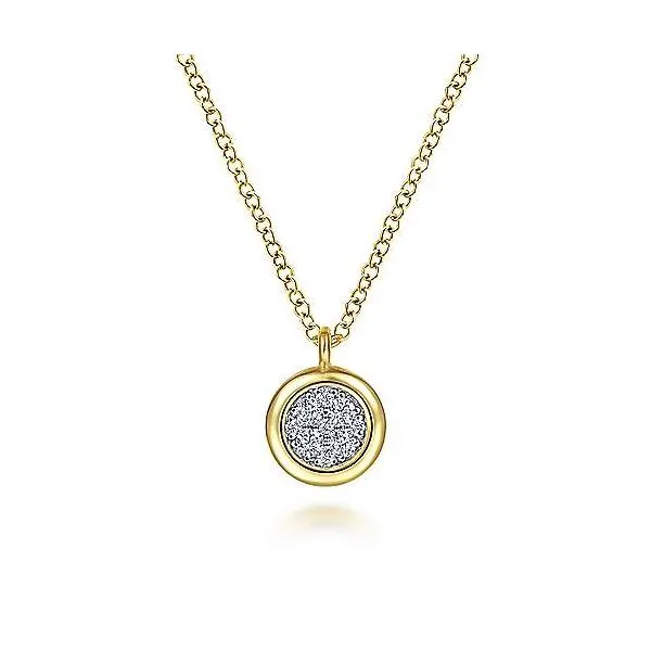 14K Two-Tone Goldt Necklace with Bezel Frame Stambaugh Jewelers Defiance, OH