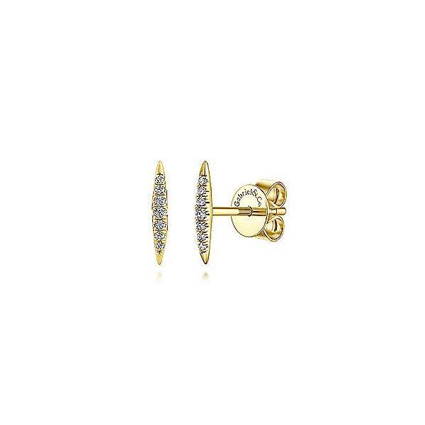 14K Yellow Gold Pavé Diamond Spiked Stud Earrings by Gabriel & Co. Stambaugh Jewelers Defiance, OH