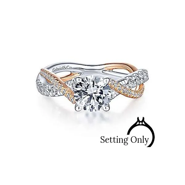 14K White-Rose Gold Round Diamond Twisted Engagement Ring Stambaugh Jewelers Defiance, OH