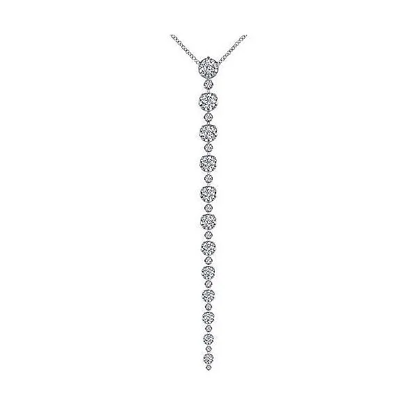 18K White Gold Diamond Station Y Pendant on a Cable Link Necklace Stambaugh Jewelers Defiance, OH