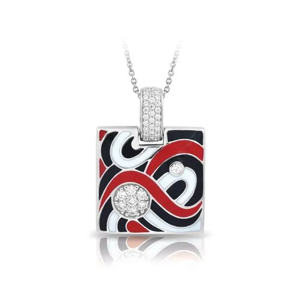 Belle Etoile Black and Red Enamel Pendant in Sterling Silver Stambaugh Jewelers Defiance, OH