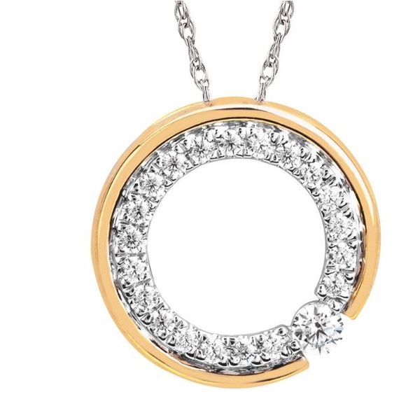 14kt White and Yellow Gold Diamond Circle Pendant Stambaugh Jewelers Defiance, OH