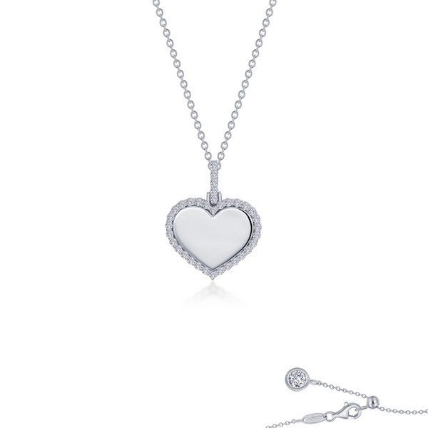 Lafonn Sterling Silver Fancy Heart Necklace Stambaugh Jewelers Defiance, OH