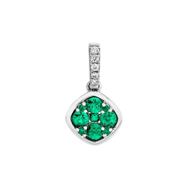 14kt White Gold Emerald and Diamond Pendant Stambaugh Jewelers Defiance, OH